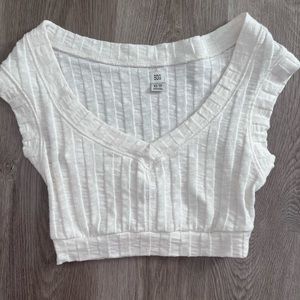 White cropped sweater shirt from UO